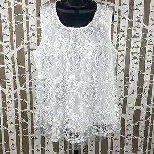 White Lace Embroidered Tank Top